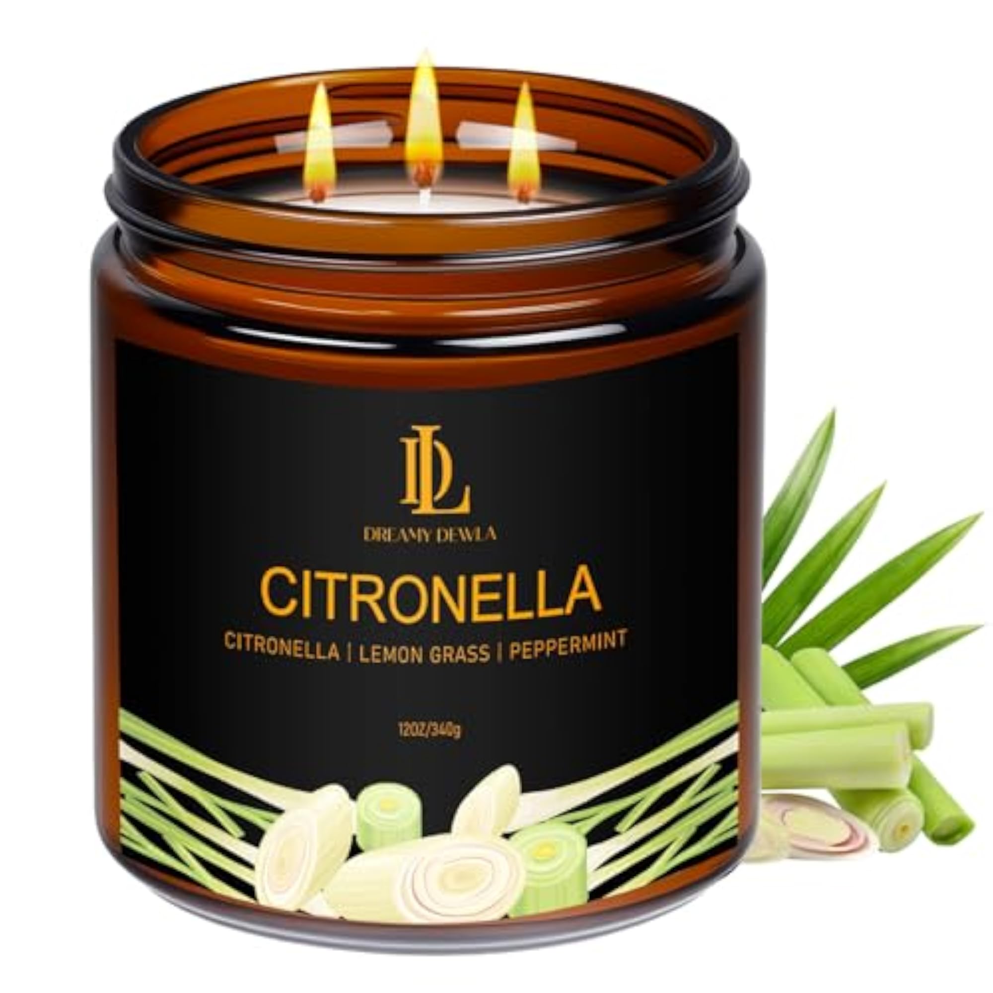 Citronella Scented Candles for Home, Amber